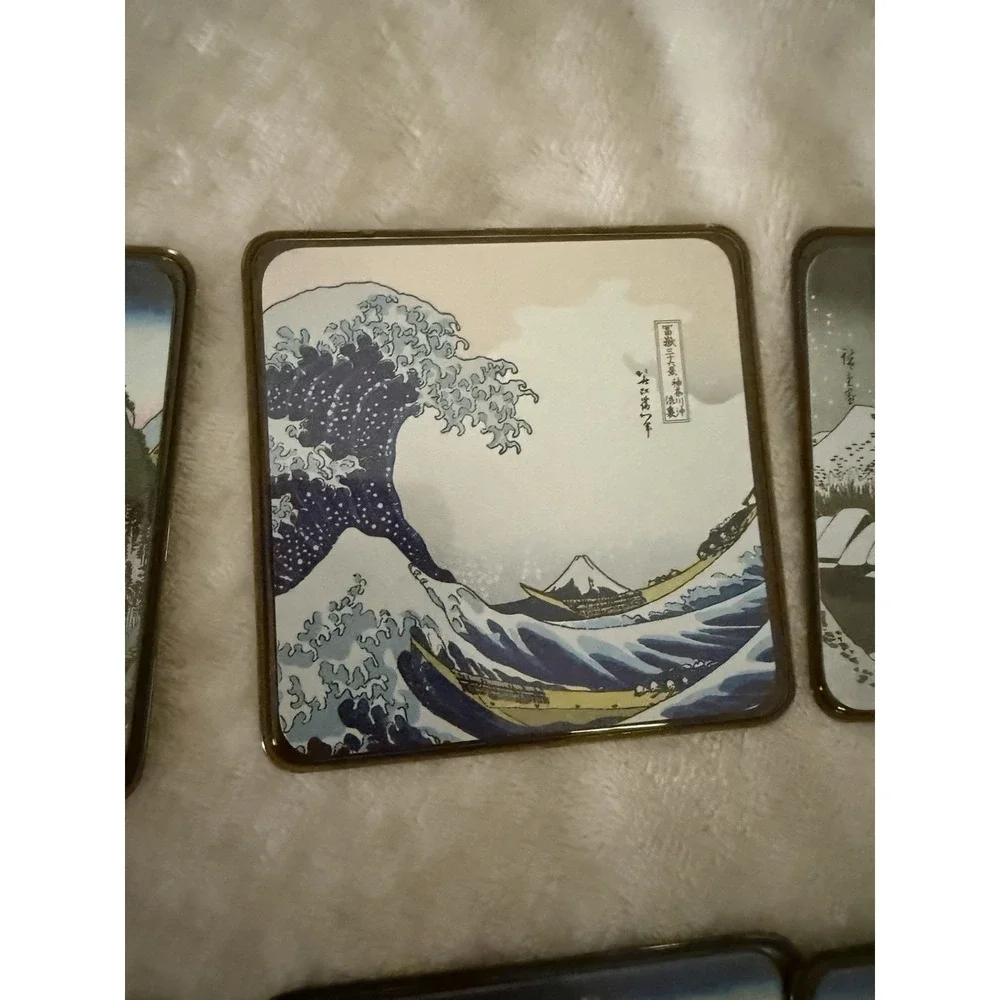 Ukiyoe Landscape Coasters By Hokusai And Hirotuge